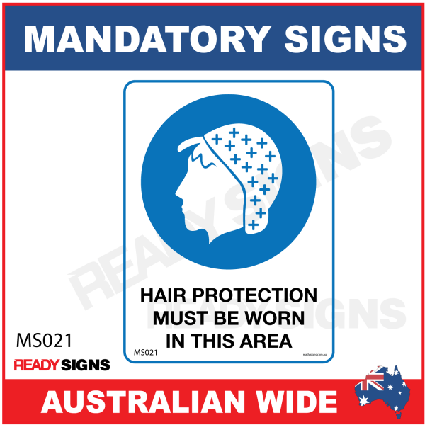 MANDATORY SIGN - MS021 - HAIR PROTECTION MUST BE WORN IN THIS AREA
